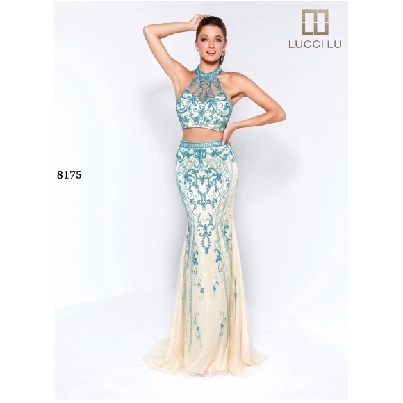 lucci lu Dresses & Skirts - Lucci lu 8175 jade/nude formal dress